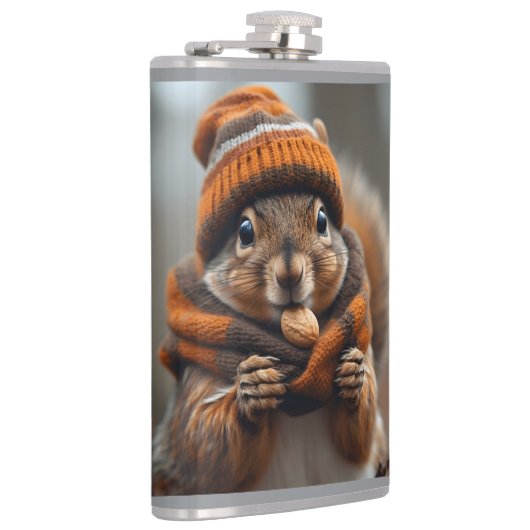 Caught snacking again - Squirrel Ai image フラスク (右)