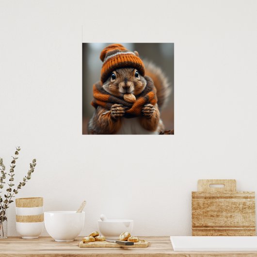Caught snacking again - Squirrel Ai image ポスター (キッチン)