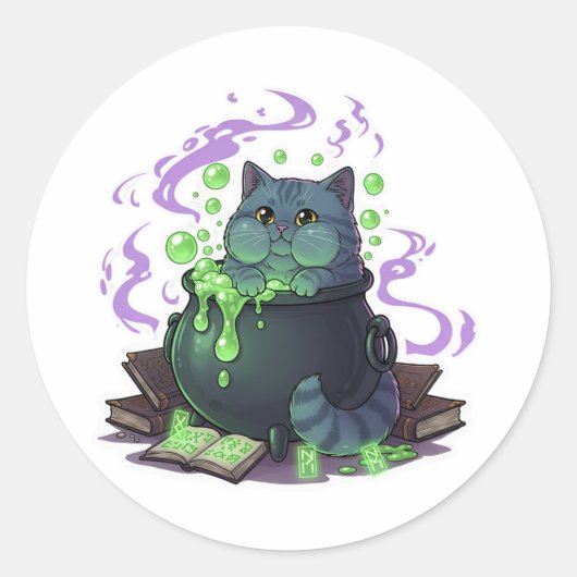 Cauldron Brit - British Shorthair Catハロウィーン ラウンドシール (正面)