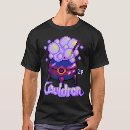 Cauldron Heksenketel Halloween pixelart, Pixel Art Tシャツ (正面)