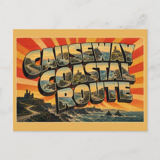 Causeway Coastal Route 北アイルランド ヴィンテージ ポストカード (正面)