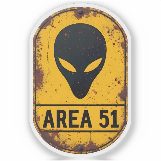 Caution Alien Zone – AREA 51 Sci-Fi Wall Art  シール (正面)