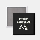 Caution Angry Gamer Computer Funny Video Game Gift マグネット (正面/裏面)