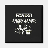 Caution Angry Gamer Computer Funny Video Game Gift マグネット (正面)