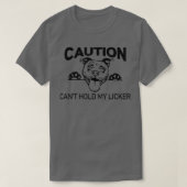 Caution Can't Hold My Licker Funny Bulldog Pitbull Tシャツ (デザイン正面)