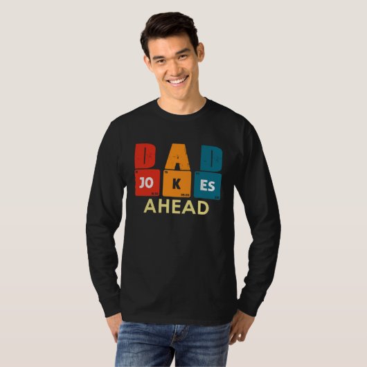 Caution Dad Joke Ahead Dad Jokes Father s Day Vint Tシャツ (正面フル)