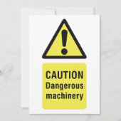 Caution Dangerous Machinery Sign 招待状 (正面)