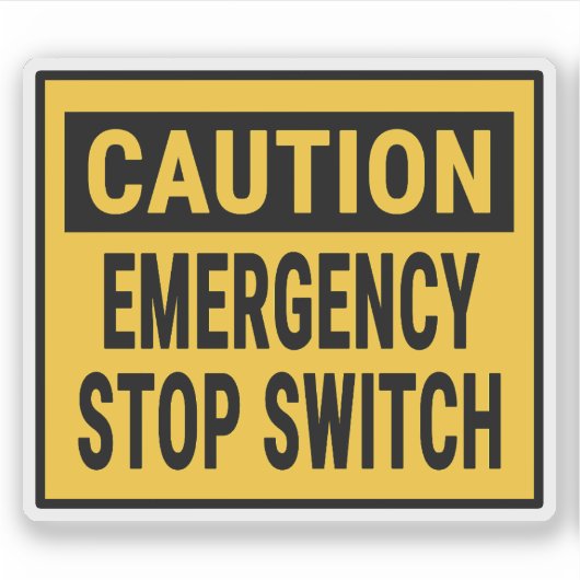 Caution Emergency Stop Switch シール (正面)