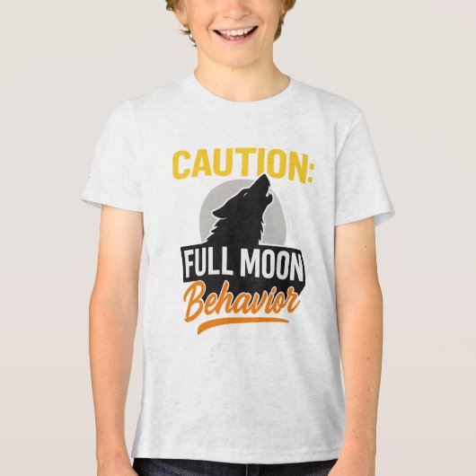 Caution Full Moon Behavior Shirt – Funny Werewolf  トライブレンドＴシャツ (正面)