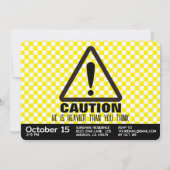 Caution! Funny First Birthday party Invitation 招待状 (裏面)