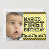 Caution! Funny First Birthday party Invitation 招待状 (正面)