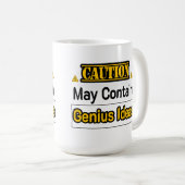 Caution Geniusアイディアおもしろいオフィスギフト コーヒーマグカップ (正面右)