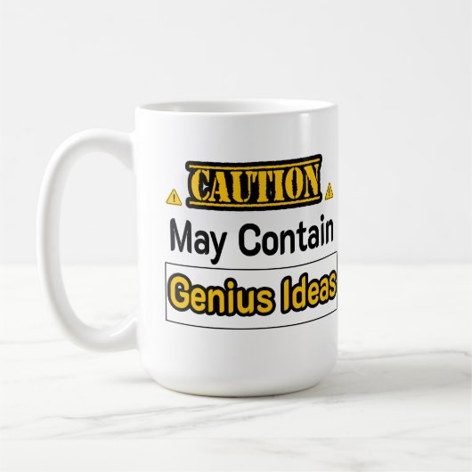 Caution Geniusアイディアおもしろいオフィスギフト コーヒーマグカップ (左)
