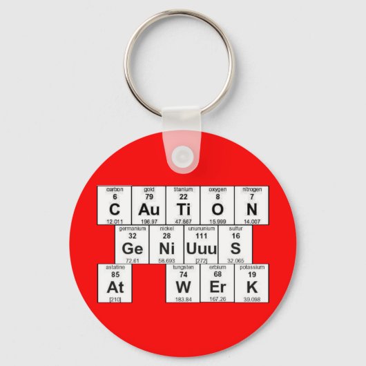 CAuTiON GeNiUuS At WErK Keychain キーホルダー (正面)