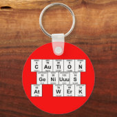 CAuTiON GeNiUuS At WErK Keychain キーホルダー (正面)