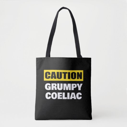 Caution Grumpy Coeliac Celiac トートバッグ (正面)