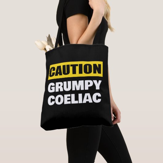 Caution Grumpy Coeliac Celiac トートバッグ (クローズアップ)