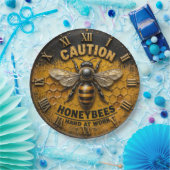 Caution Honeybees Hard at Work Rustic Beekeeper ペーパープレート (パーティー)