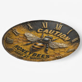 Caution Honeybees Hard at Work Rustic Beekeeper ペーパープレート (アングル)