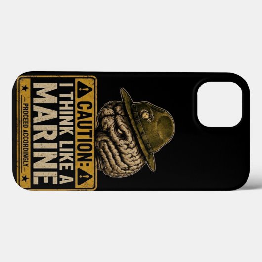 Caution Marine Mindset Brain iPhone 13 Case Case-Mate iPhoneケース (裏面 (横))