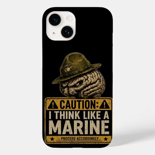 Caution Marine Mindset Brain iPhone 14 Case Case-Mate iPhoneケース (裏面)