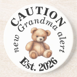 CAUTION new Grandma alert- Teddy Baby Announcement コースター