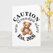 CAUTION new Grandpa alert- Teddy Baby Announcement カード (黄色い花)
