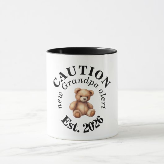CAUTION new Grandpa alert- Teddy Baby Announcement マグカップ (中央)