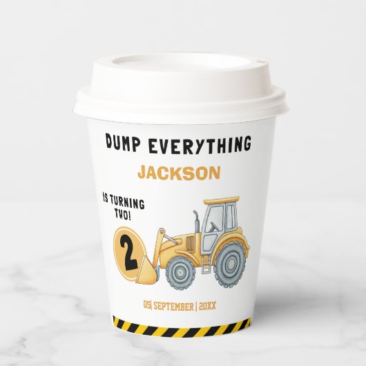"Caution: Party Ahead! Construction Birthday 紙コップ (正面)