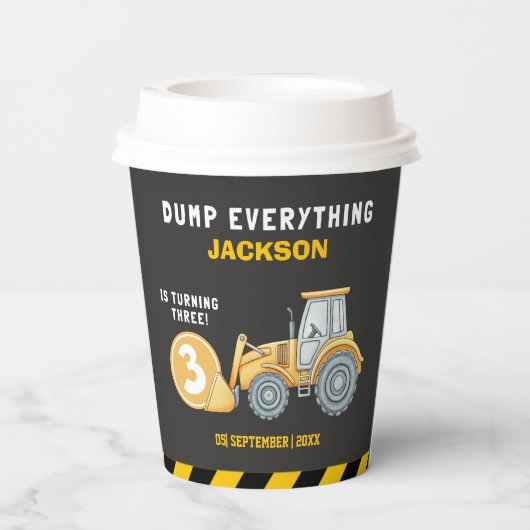 "Caution: Party Ahead! Construction Birthday 3 紙コップ (裏面)