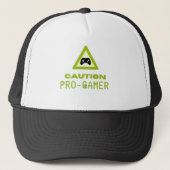 Caution Pro-Gamer Trucker Hat - Retro Gaming Style キャップ (正面)