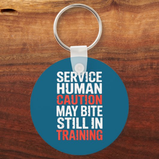 Caution Service Human Bite Training Still May Meme キーホルダー (正面)