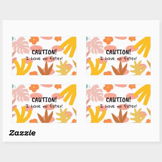 Caution... Sticker 長方形シール (シート)