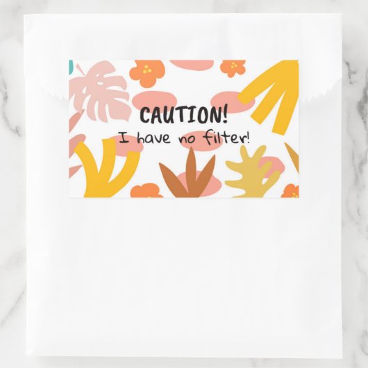 Caution... Sticker 長方形シール (バッグ)