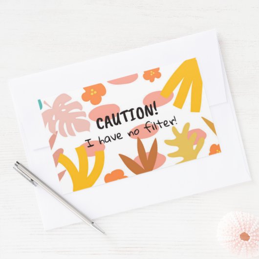 Caution... Sticker 長方形シール (封筒)