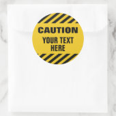 Caution stripes with any text round ラウンドシール (バッグ)