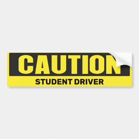 CAUTION Student Driver Bumper Sticker High-Vis バンパーステッカー (正面)