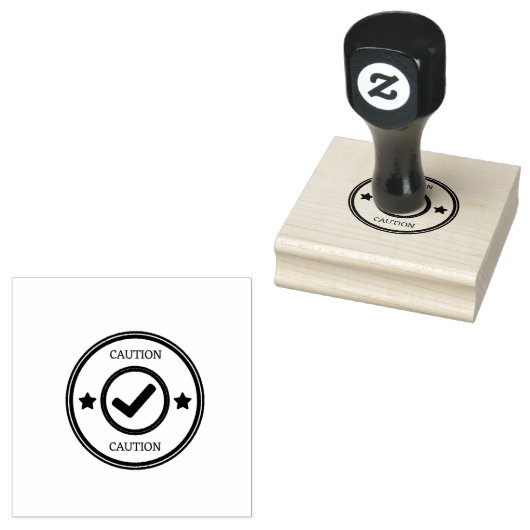 CAUTION Text Safety Checks Workplaces Storage Red  ラバースタンプ (押印)