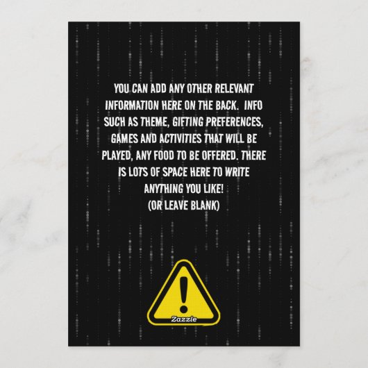 Caution Warning Sign Teenager 13th Birthday  招待状 (裏面)
