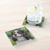 Cavalier Glass Coaster for Dog Lovers ガラスコースター (アングル)