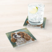 Cavalier Glass Coaster for Dog Lovers ガラスコースター (アングル)