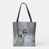 Cavalier King 雪の降るクリスマス ブラシ加工 トートバッグ (裏面)