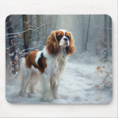 Cavalier King 雪の降るクリスマス ブラシ加工 マウスパッド (正面)