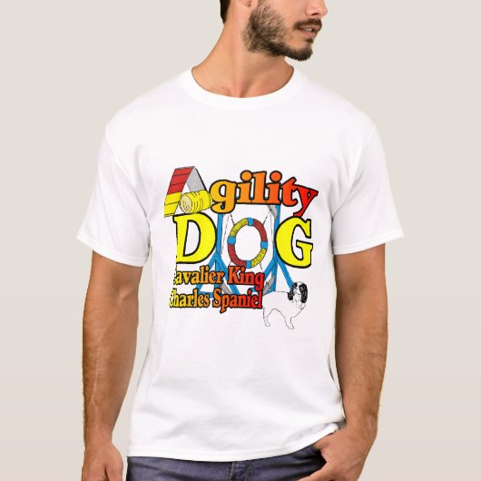 Cavalier_King_Charles_スパニエル犬_機敏性 Tシャツ (正面)