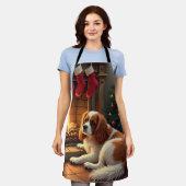 Cavalier King Charles by the Fireplace Christmas エプロン (着用した状態)