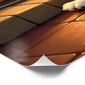 Cavalier King Charles by the Fireplace Christmas ポスター (コーナー)