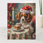 Cavalier King Charles Christmas Pudding Tea Party  カード (正面)