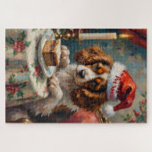 Cavalier King Charles Christmas Pudding Tea Party  ジグソーパズル (横)