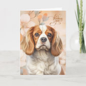 Cavalier King Charles Dog Blossoms Thinking of You カード (正面)