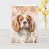 Cavalier King Charles Dog Blossoms Thinking of You カード (黄色い花)